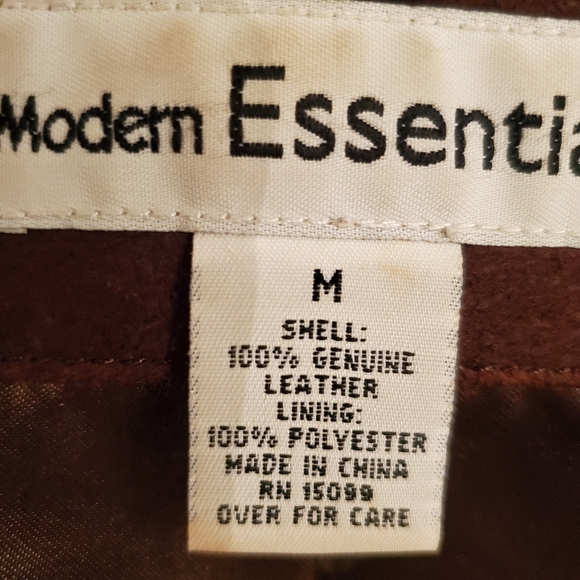 Modern Essentials Brown Leather Jacket GUC Sz M - Picture 11 of 13